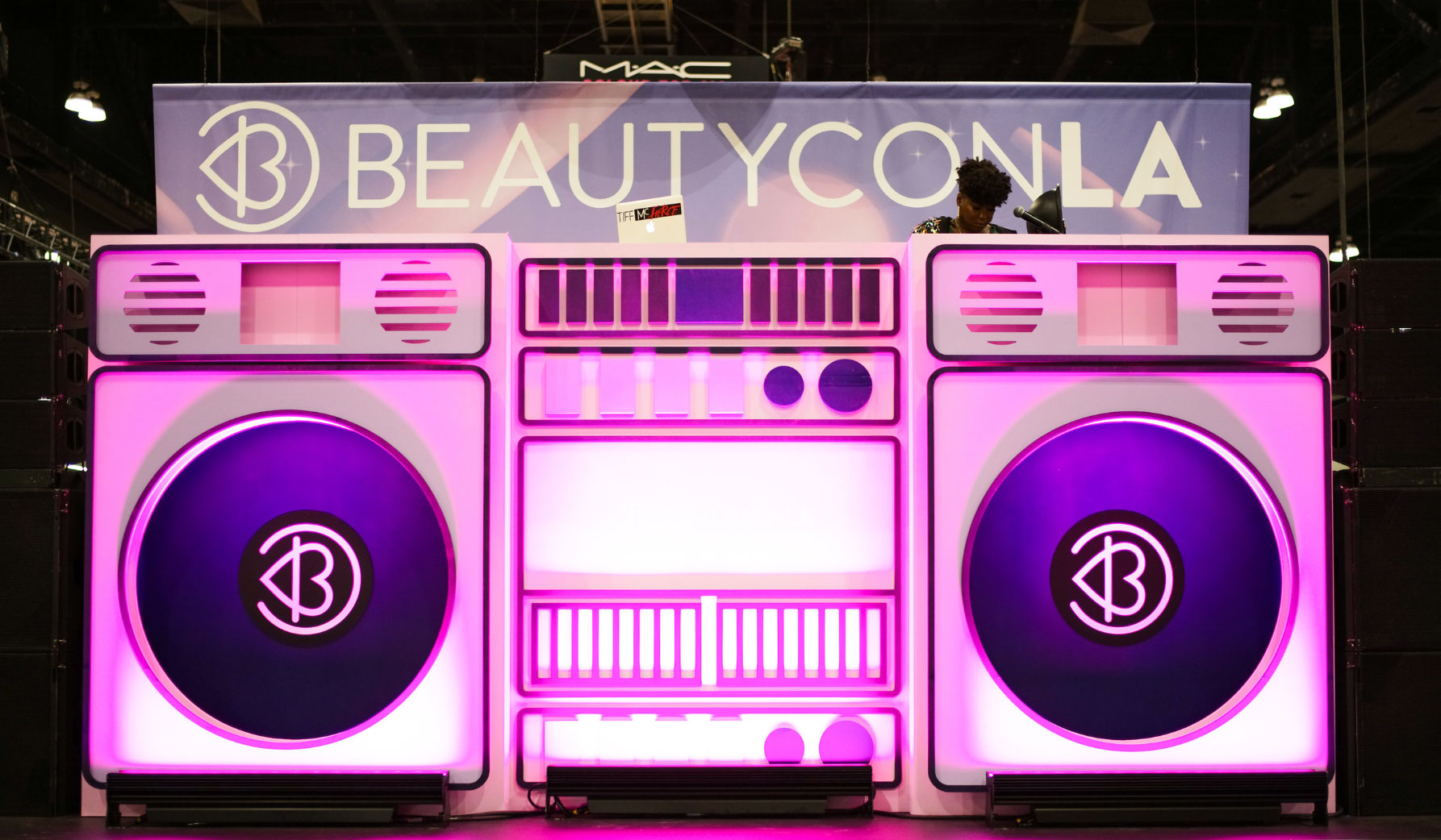 beautycon boombox dance floor with a dj