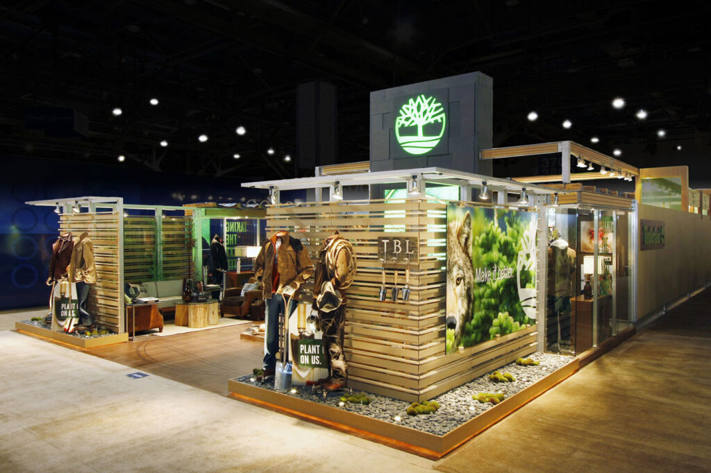 Eco-friendly trade show booth for Timberland by Gilbert Displays